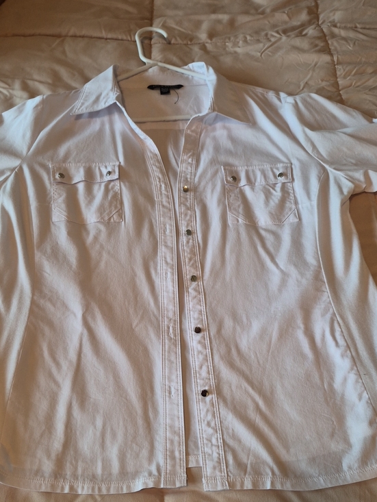 Zac & Rachel Tops - Zac & Rachel White Casual Button-Down Shirt with Chest Pockets